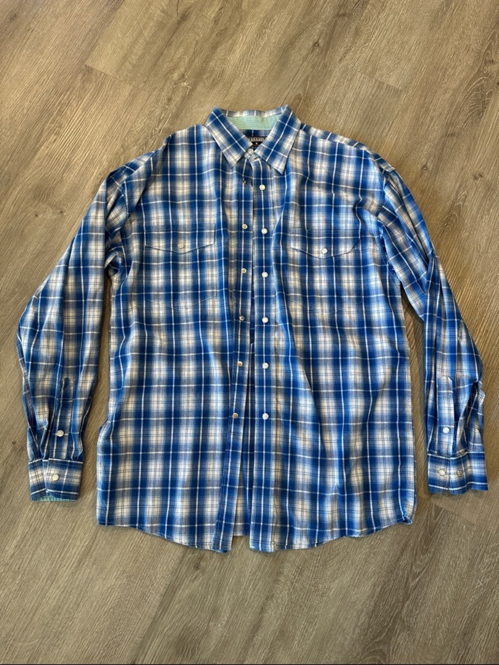 Panhandle Slim Blue & White Plaid Button-Down Shirt